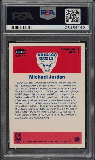 1986 Fleer Sticker Michael Jordan ROOKIE RC 8 PSA 10 GEM (PWCC) 2
