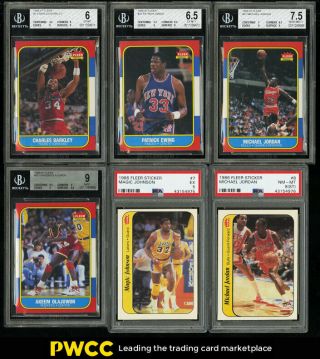 1986 Fleer Basketball Hi - Grade Complete Set Michael Jordan Rc 57 Bvg 7.  5 (pwcc)