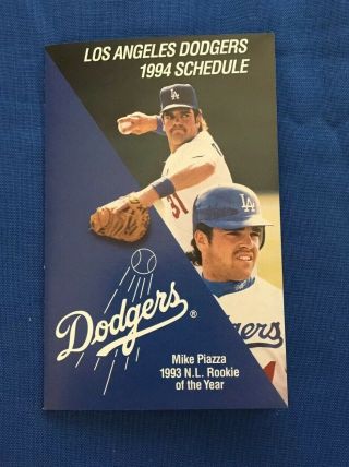 Dodgers 1994 Program Scorecard Mike Piazza Poster DeShields Candiotti & Rookies 4