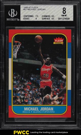 1986 Fleer Basketball Michael Jordan Rookie Rc 57 Bgs 8 Nm - Mt (pwcc)