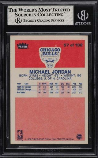 1986 Fleer Basketball Michael Jordan ROOKIE RC 57 BGS 8 NM - MT (PWCC) 2