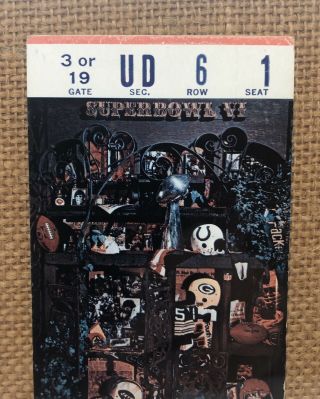 Bowl VI Ticket “Full & Unused” Jan.  16,  1972 NFL Dolphins Vs.  Cowboys NOLA 4