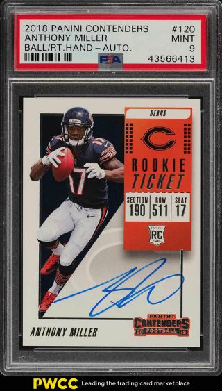 2018 Panini Contenders Right Hand Anthony Miller Rookie Auto 120 Psa 9 (pwcc)