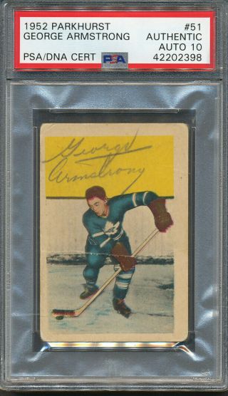 1952/53 Parkhurst 51 George Armstrong Psa/dna Certified Authentic Signed 2398