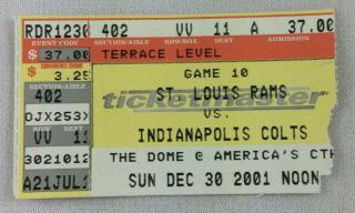 Nfl 2001 12/30 Indianapolis Colts At St.  Louis Rams Ticket Stub - Peyton Manning