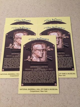 Of 5 - Tony Larussa Signed Hof Plaque Postcards