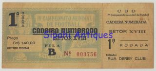 Brazil - Mexico 1950 World Cup Opening Match Soccer Football Ticket Serie 1