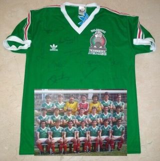 1986 Wc Mexico National Team Signed Autographed Home Jersey Hugo Sanchez Negrete