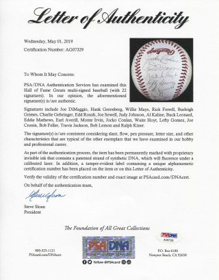 1983 Baseball Hall of Fame Multi - Signed All - Star Game Ball w/ Greenberg PSA/DNA 7