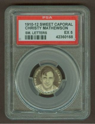 1910 - 12 Sweet Caporal Pin (p2) Christy Mathewson (small Letters),  Psa 5 Ex