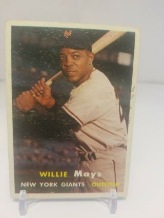 1957 Topps Baseball Card Willie Mays 10 Vg - Ex