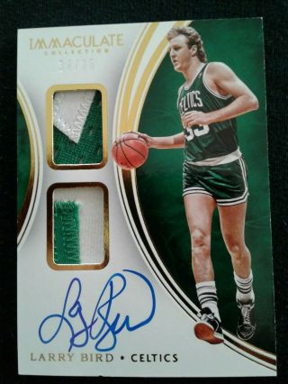 Larry Bird 2015 - 16 Immaculate Ssp 3 - Clr Game Worn Dual Patch On - Card Auto 34/35