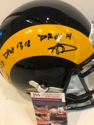 AARON DONALD SIGNED INSCRIBED L.  A.  RAMS FULL SIZE SPEED AUTHENTIC HELMET JSA 2
