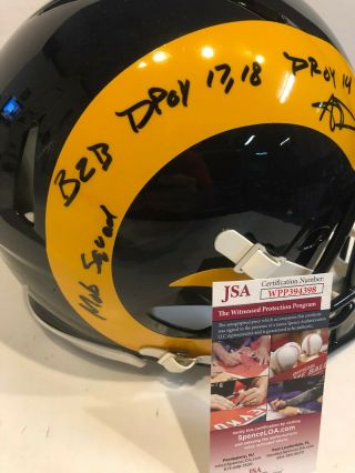 AARON DONALD SIGNED INSCRIBED L.  A.  RAMS FULL SIZE SPEED AUTHENTIC HELMET JSA 3