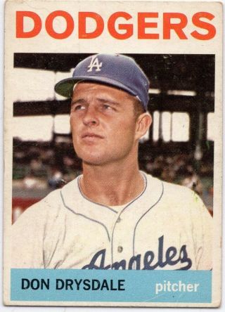 1964 Topps 120 Don Drysdale Vg - Vgex Crease Los Angeles Dodgers