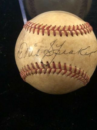 Tris Speaker signed official National Leauge Baseball Red Stich Fountain Pen 8