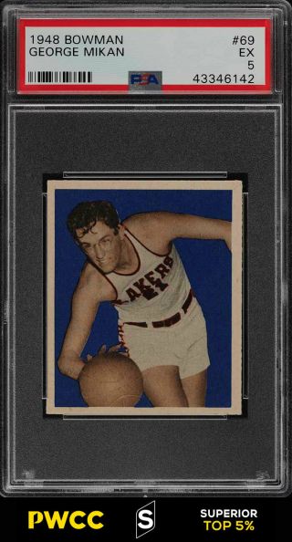 1948 Bowman Basketball George Mikan Rookie Rc 69 Psa 5 Ex (pwcc - S)