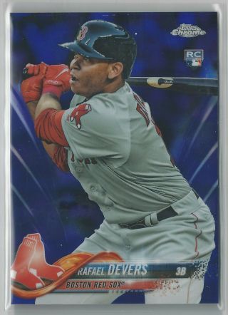 2018 Topps Chrome 25 Rafael Devers Rc Purple Refractor Red Sox Rookie 182/299