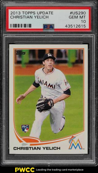 2013 Topps Update Christian Yelich Rookie Rc Us290 Psa 10 Gem (pwcc)