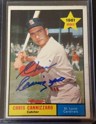 Chris Cannizzaro Signed 1961 Topps St.  Louis Cardinals Mlb Hologram Autograph Rc