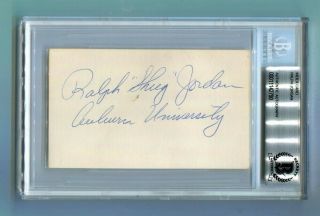 Ralph Shug Jordan Signed Index Card 3x5 Autographed Auburn Beckett Bas 2790