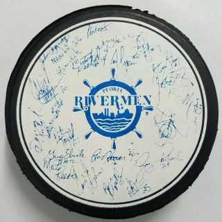 Peoria Rivermen Stamped On Sigs Rare Vintage Hockey Puck Made In Czechoslovakia