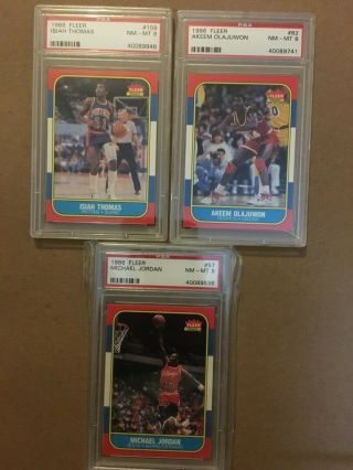 1986 Fleer Basketball Complete Psa 8 Set Barkley Ewing Michael Jordan Rc Nq