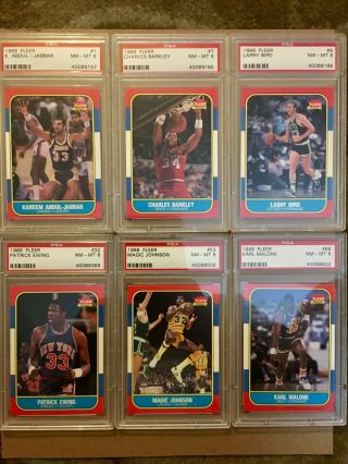 1986 Fleer Basketball COMPLETE PSA 8 SET Barkley Ewing Michael Jordan RC NQ 2