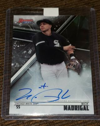 Nick Madrigal 2018 Bowman’s Best Autogra Rookie Rc White Sox On Card Auto