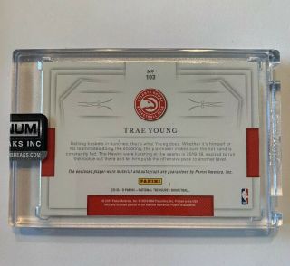 2018 - 19 National Treasures Trae Young Hawks RPA RC 4 - Color Patch AUTO 30/49 2