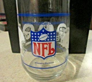 Vintage Nfl Drinking Glass Afc Western Division Seahawks / Chiefs / Raiders / Br
