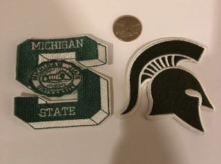 2 - Msu Michigan State Spartans Embroidered Iron On Patches Vintage Approx.  3”x3”