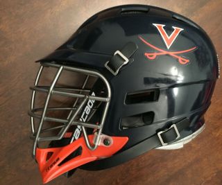 University of Virginia UVA Cavaliers Lacrosse Game Worn Blue Cascade Helmet 3