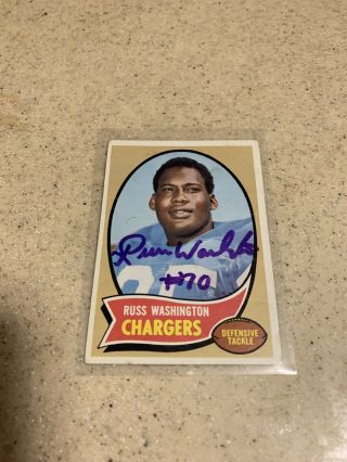 Russ Washington Signed Autograph 1970 Topps Football 206 San Diego Chargers