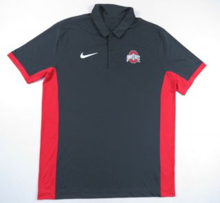Ohio State Buckeyes Osu Nike Dri - Fit Mens Scarlet And Gray Golf Polo Shirt L
