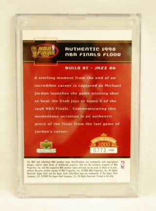 2000 Upper Deck Michael Jordan Game - Floor 1998 NBA Finals 773/1000 4
