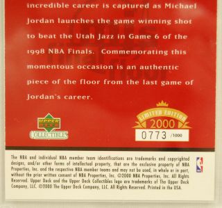 2000 Upper Deck Michael Jordan Game - Floor 1998 NBA Finals 773/1000 5