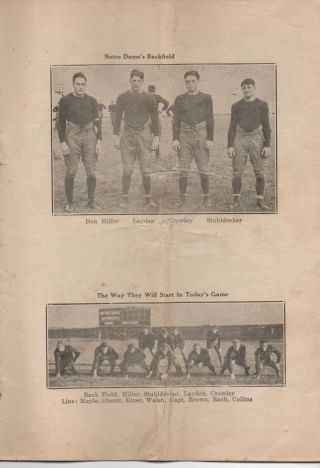 1923 College Football Program Notre Dame vs Nebraska w/ Knute Rockne 4 Horsemen 5
