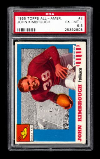 1955 Topps All - American 2 Kimbrough Psa 6.  5 Ex - Mt,