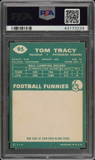 1960 Topps Football Tom Tracy 95 PSA 8 NM - MT (PWCC) 2