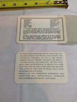 1972 American & National League MLB Baseball Pass Ticket Pair all Stadium Access 4