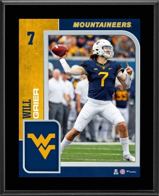 Will Grier West Virginia Mountaineers 10.  5 " X 13 " Sublimated Player Plaque