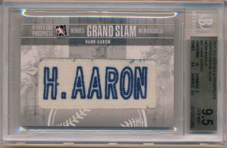 2011 Itg Heroes And Prospects Hank Aaron Game Worn Patch 1/1 Bgs 9.  5