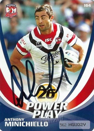 ✺signed✺ 2013 Sydney Roosters Nrl Premiers Card Anthony Minichiello Power Play