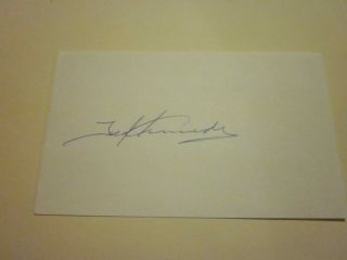 Ted Teeder Kennedy Signed Autographed 3x5 Index Card - Deceased Hof