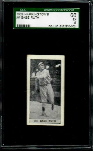 1928 Harrington’s 6 Babe Ruth Hof Sgc 60 Ex 5