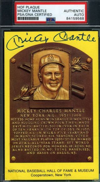 Mickey Mantle Psa Dna Autograph Gold Hof Plaque Signed