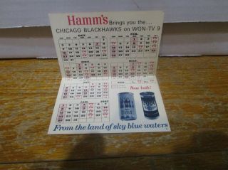 1966 - 67 Hamm ' s Beer Chicago Blackhawks Pocket Schedule 2