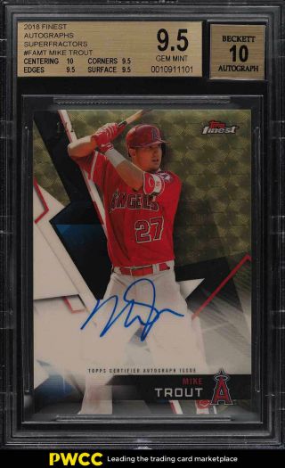2018 Finest Superfractor Mike Trout Auto 1/1 Famt Bgs 9.  5 Gem (pwcc)