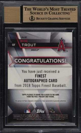 2018 Finest Superfractor Mike Trout AUTO 1/1 FAMT BGS 9.  5 GEM (PWCC) 2